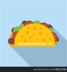 Mexico taco icon flat vector. Tortilla food. Tacos beef. Mexico taco icon flat vector. Tortilla food