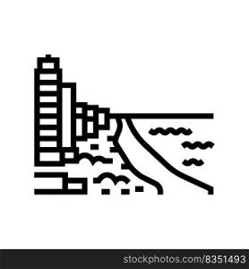 miami beach line icon vector. miami beach sign. isolated contour symbol black illustration. miami beach line icon vector illustration