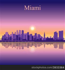 Miami city skyline silhouette background, vector illustration