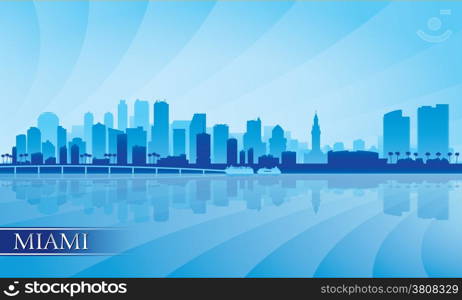 Miami city skyline silhouette background, vector illustration&#xA;