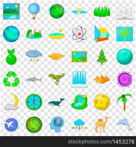 Miami icons set. Cartoon style of 36 miami vector icons for web for any design. Miami icons set, cartoon style