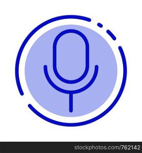 Mic, Microphone, Basic, Ui Blue Dotted Line Line Icon
