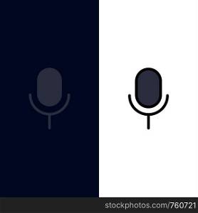 Mic, Microphone, Basic, Ui Icons. Flat and Line Filled Icon Set Vector Blue Background