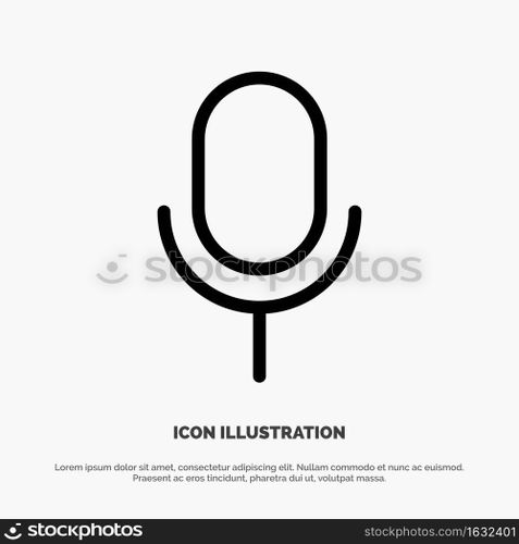 Mic, Microphone, Basic, Ui Line Icon Vector