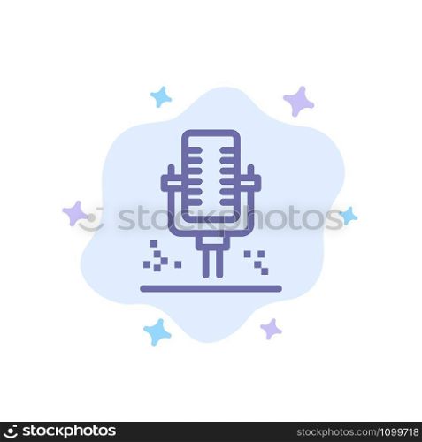 Mic, Microphone, Professional, Recording Blue Icon on Abstract Cloud Background