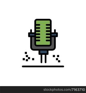 Mic, Microphone, Professional, Recording Flat Color Icon. Vector icon banner Template
