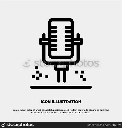 Mic, Microphone, Professional, Recording Line Icon Vector