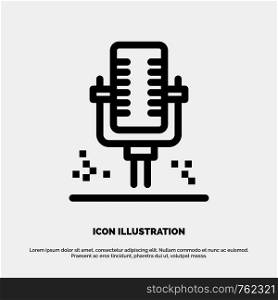 Mic, Microphone, Professional, Recording Line Icon Vector