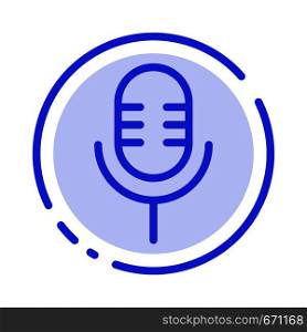 Mic, Microphone, Sound, Show Blue Dotted Line Line Icon