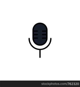 Mic, Microphone, Sound, Show Business Logo Template. Flat Color
