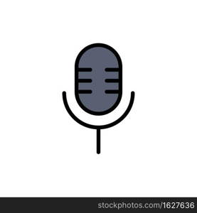 Mic, Microphone, Sound, Show  Flat Color Icon. Vector icon banner Template