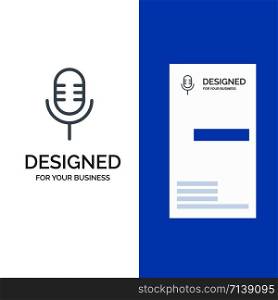 Mic, Microphone, Sound, Show Grey Logo Design and Business Card Template