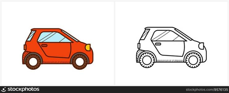 Micro car coloring page car side view vector image