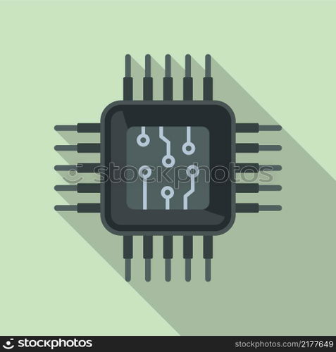 Micro cpu icon flat vector. Computer digital. Core data. Micro cpu icon flat vector. Computer digital