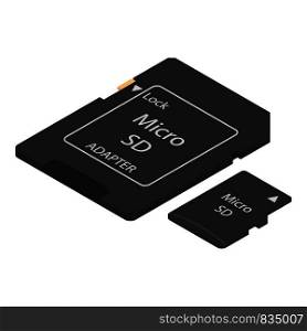 Micro sd flash icon. Isometric of micro sd flash vector icon for web design isolated on white background. Micro sd flash icon, isometric style