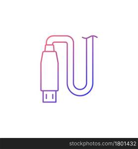 Micro USB output gradient linear vector manual label icon. Using micro input. Thin line color symbol. Modern style pictogram. Vector isolated outline drawing for product use instructions. Micro USB output gradient linear vector manual label icon