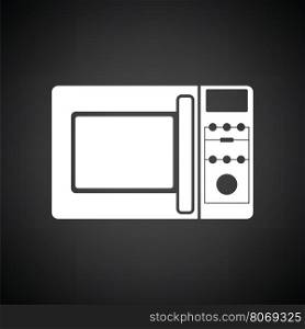 Micro wave oven icon. Black background with white. Vector illustration.