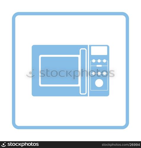 Micro wave oven icon. Blue frame design. Vector illustration.