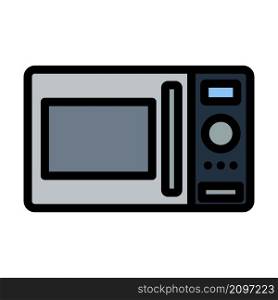 Micro Wave Oven Icon. Editable Bold Outline With Color Fill Design. Vector Illustration.