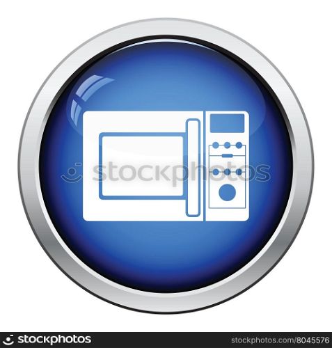 Micro wave oven icon. Glossy button design. Vector illustration.