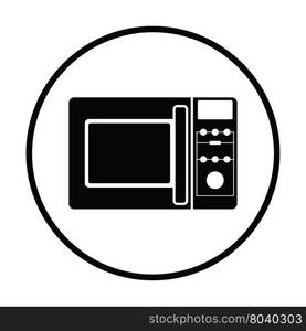 Micro wave oven icon. Thin circle design. Vector illustration.