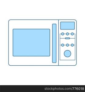 Micro Wave Oven Icon. Thin Line With Blue Fill Design. Vector Illustration.