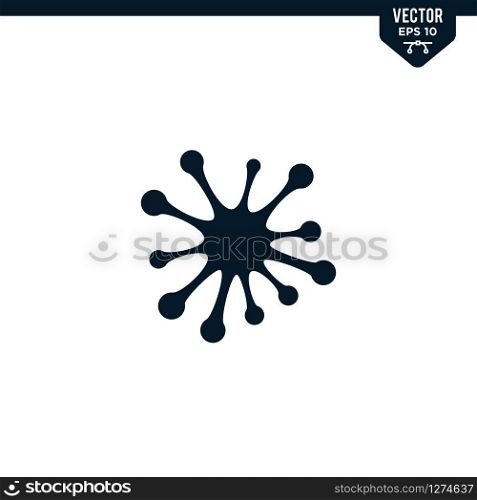 Microbe icon collection in glyph style, solid color vector