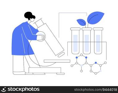 Microbial pesticides innovations abstract concept vector illustration. Lab worker examines biochemical pesticides, sustainable agriculture, precision, agroecology industry abstract metaphor.. Microbial pesticides innovations abstract concept vector illustration.