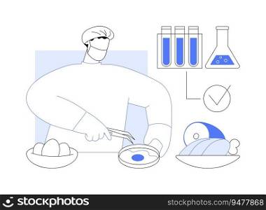 Microbiological food hazards abstract concept vector illustration. Scientist learning foodborne diseases, public health problem, preventative medicine, biotechnology sector abstract metaphor.. Microbiological food hazards abstract concept vector illustration.