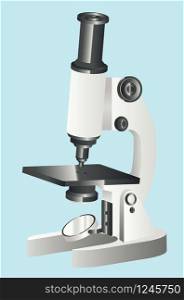 Microbiology, pharmaceutical tool, laboratory microscope detailed illustration.
