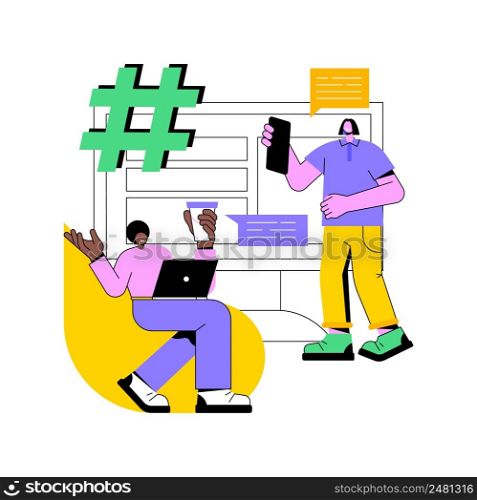 Microblog platform abstract concept vector illustration. Microblogging marketing service, social media content, quick audience interactions, instant messaging, content production abstract metaphor.. Microblog platform abstract concept vector illustration.