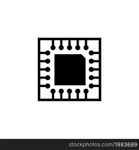 Microchip, Circuit Board, CPU. Flat Vector Icon illustration. Simple black symbol on white background. Microchip, Circuit Board, CPU sign design template for web and mobile UI element. Microchip, Circuit Board, CPU Flat Vector Icon
