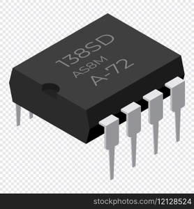 Microchip computer electronic component. Microchip icon. Isometric microchip. Computer processor technology. Micro processor. Vector illustration