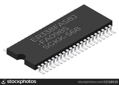 Microchip computer electronic component. Microchip icon. Isometric microchip. Computer processor technology. Micro processor. Vector illustration