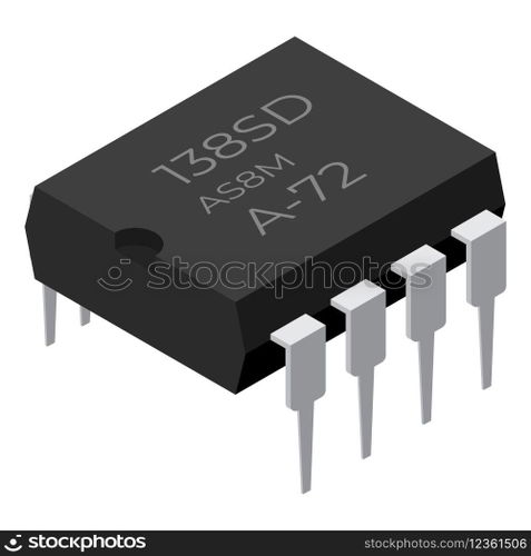 Microchip computer electronic component. Microchip icon. Isometric microchip. Computer processor technology. Micro processor. Vector illustration