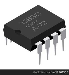 Microchip computer electronic component. Microchip icon. Isometric microchip. Computer processor technology. Micro processor. Vector illustration