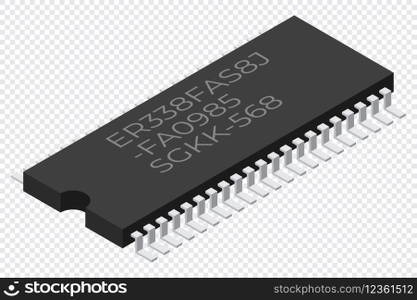 Microchip computer electronic component. Microchip icon. Isometric microchip. Computer processor technology. Micro processor. Vector illustration