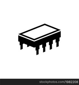 Microchip. Flat Vector Icon. Simple black symbol on white background. Microchip Flat Vector Icon