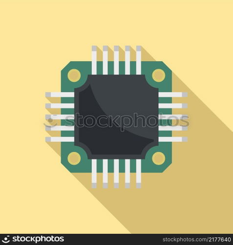 Microchip icon flat vector. Cpu circuit. Digital data. Microchip icon flat vector. Cpu circuit
