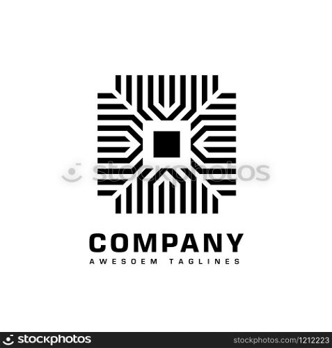 Microchip linear style sign for mobile concept and web design,Electronic circuit board with processor line icon