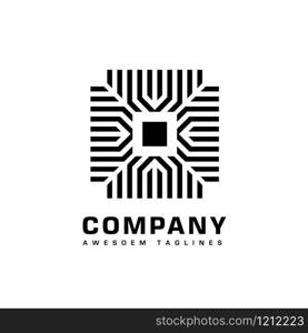 Microchip linear style sign for mobile concept and web design,Electronic circuit board with processor line icon