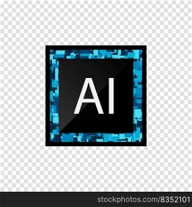 Microchip Vector Isolated. AI Learning and Artificial Intelligence Concept. Vector illustration