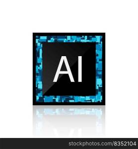 Microchip Vector Isolated. AI Learning and Artificial Intelligence Concept. Vector illustration