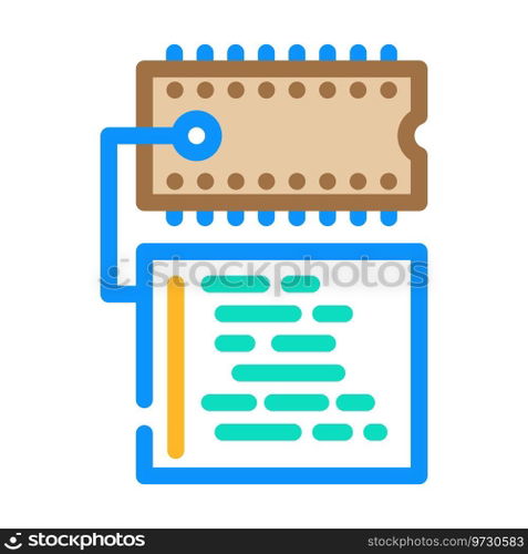 microcontroller programming electronics color icon vector. microcontroller programming electronics sign. isolated symbol illustration. microcontroller programming electronics color icon vector illustration