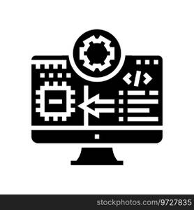 microcontroller programming electronics glyph icon vector. microcontroller programming electronics sign. isolated symbol illustration. microcontroller programming electronics glyph icon vector illustration