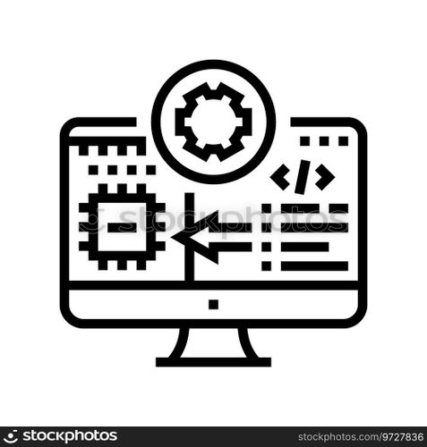 microcontroller programming electronics line icon vector. microcontroller programming electronics sign. isolated contour symbol black illustration. microcontroller programming electronics line icon vector illustration