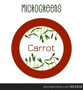 Microgreens Carrot. Seed packaging design, round element in the center. Microgreens Carrot. Seed packaging design, round element