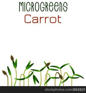 Microgreens Carrot. Seed packaging design. Sprouting seeds of a plant. Vitamin supplement, vegan food. Microgreens Carrot. Seed packaging design. Sprouting seeds of a plant