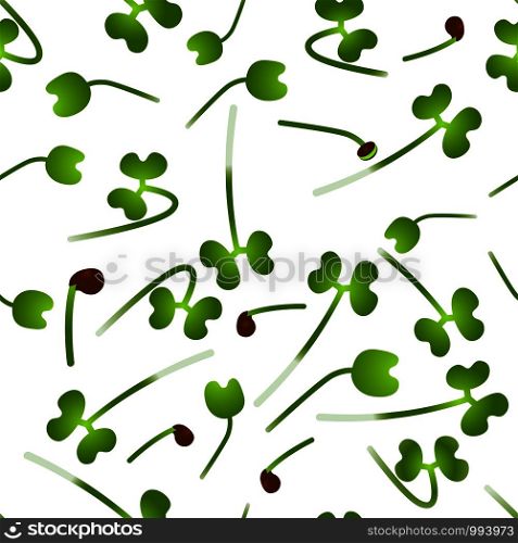 Microgreens Collard. Sprouting seeds of a plant. Seamless pattern. Isolated on white. Vitamin supplement, vegan food. Microgreens Collard. Sprouting seeds of a plant. Seamless pattern. Vitamin supplement, vegan food.