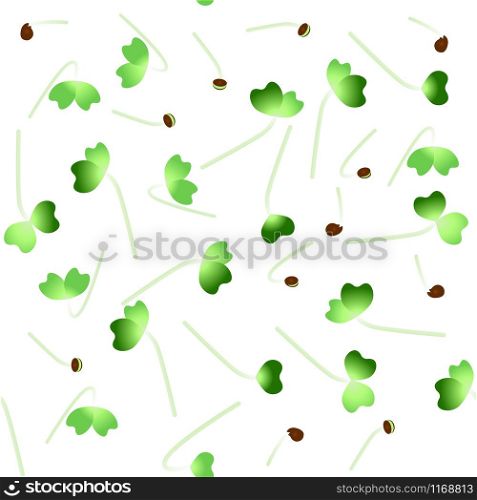 Microgreens Daikon Radish. Sprouting seeds of a plant. Seamless pattern. Isolated on white. Vitamin supplement, vegan food. Microgreens Daikon Radish. Sprouting seeds of a plant. Seamless pattern. Vitamin supplement, vegan food.
